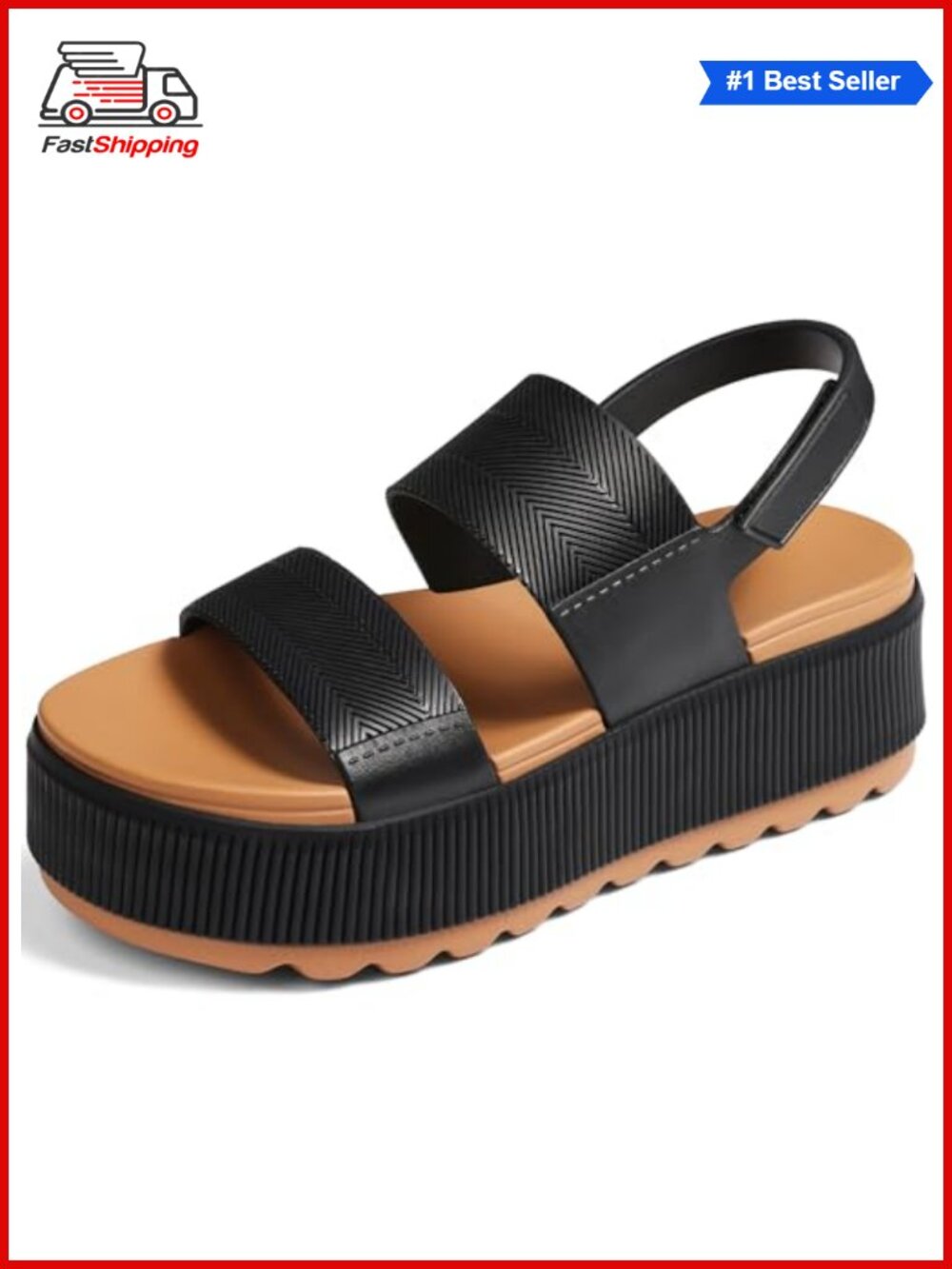 Platform Water Sandals Chunky Lug Sole EVA Open Toe Hook and Loop Beach